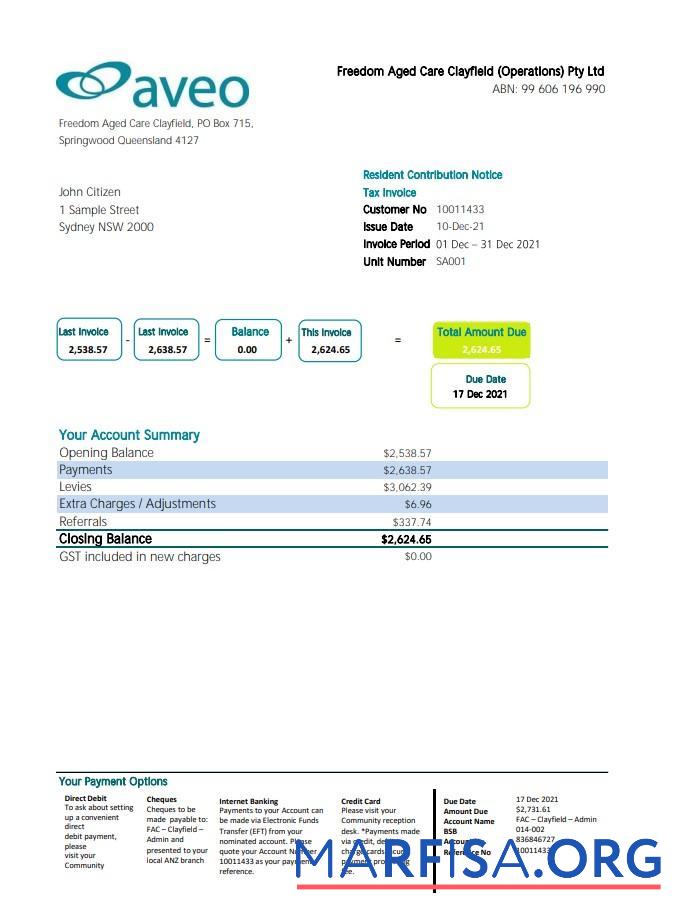 Realistic Australia Aveo bank statement excel download for verification